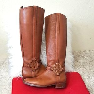 Tory Burch Brown Leather Combat Boots